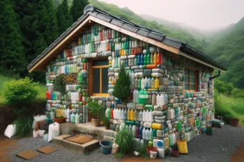 ecobrick botol dalam kreasi contoh rumah